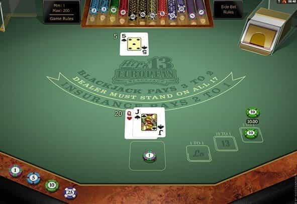 The Hi Lo 13 European Blackjack Gold?game from Microgaming.