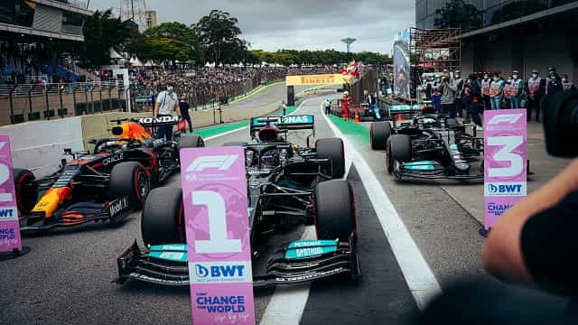 Cars parked 1-2-3 following the Brazilian GP