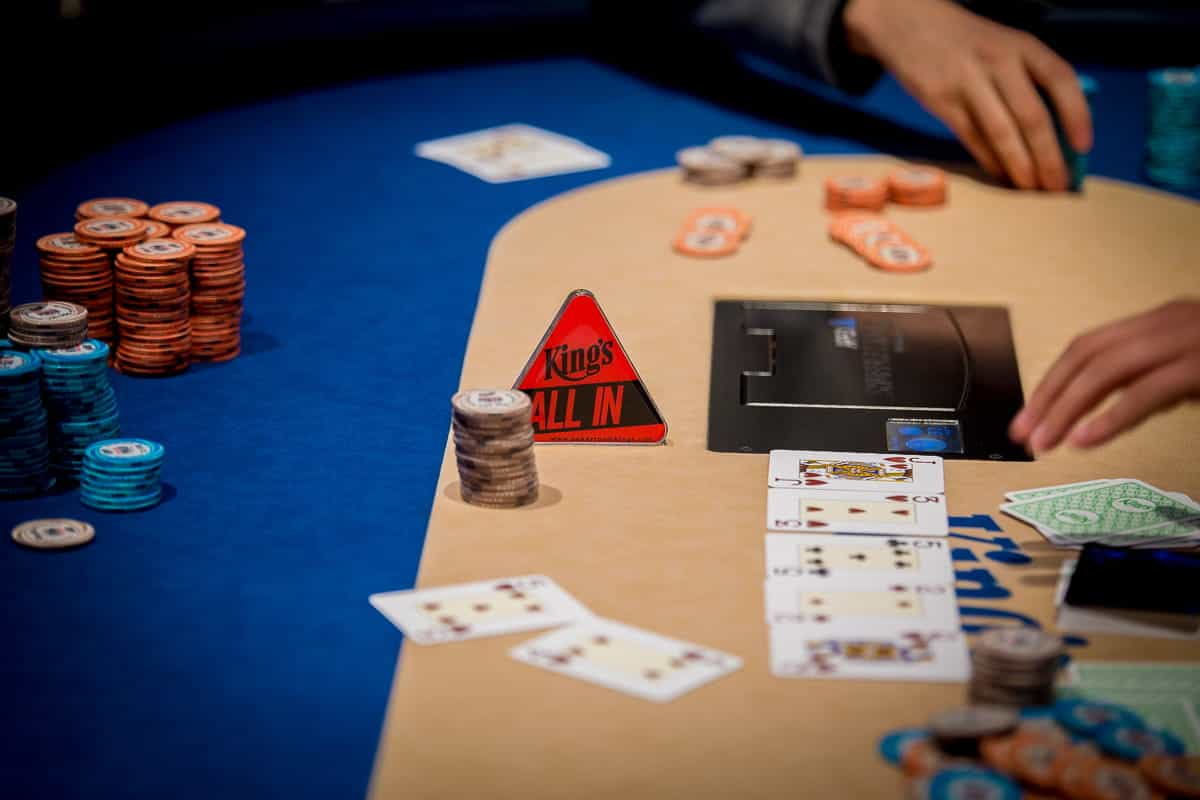 Cards and chips on a King’s Casino poker table