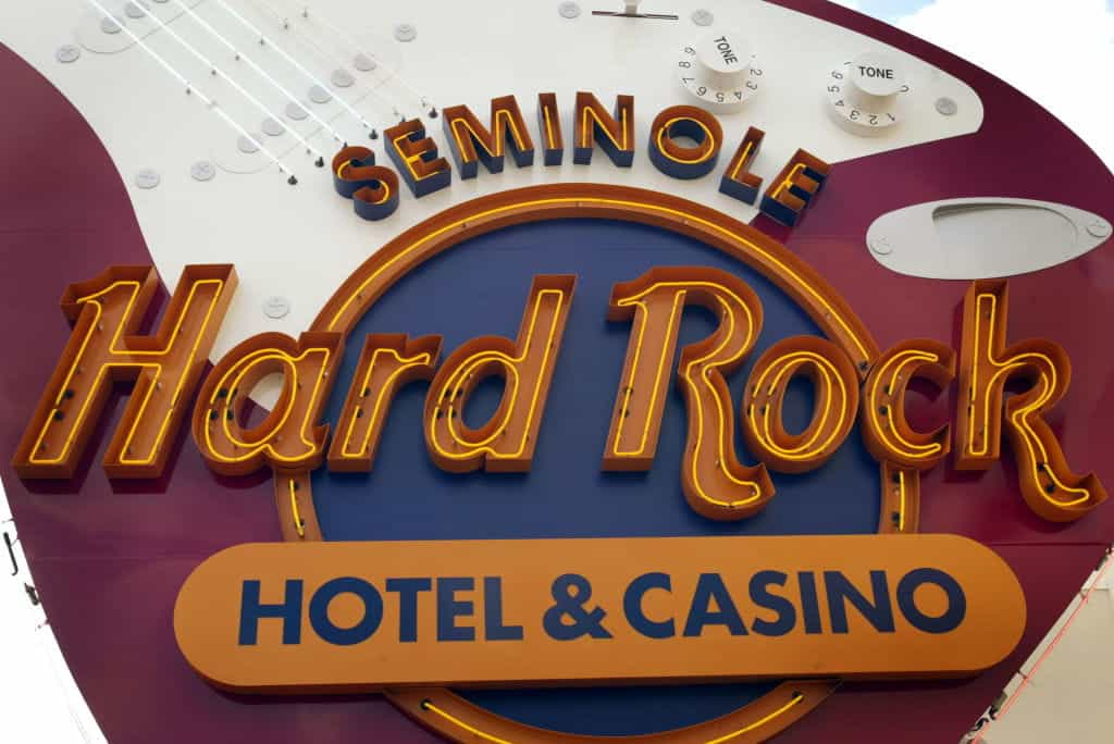 The sign outside of the Seminole Hard Rock Hotel & Casino in Florida.