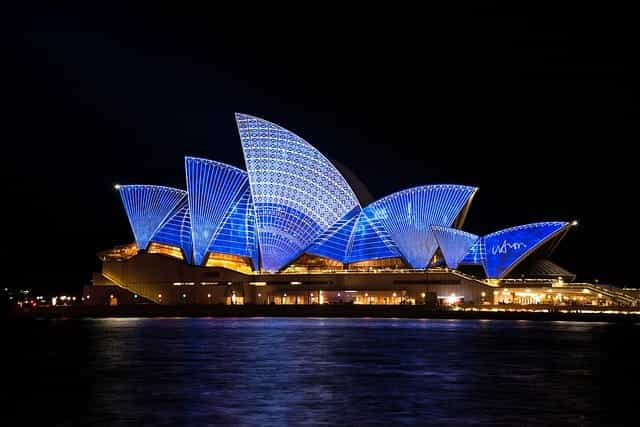 Sydney Opera House at night.