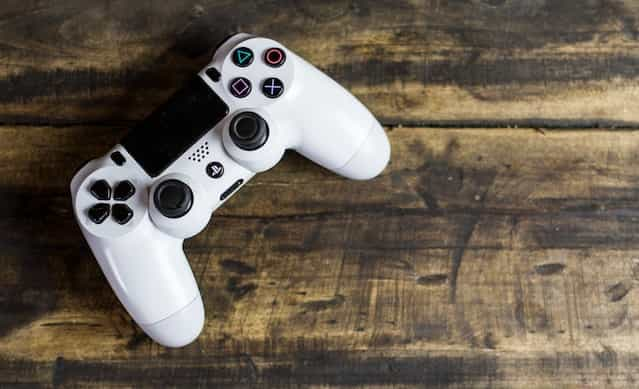 A white video game controller.