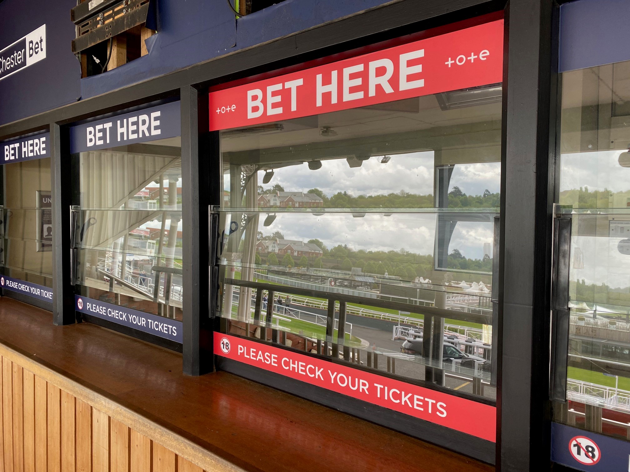 A Tote betting window at Chester Racecourse.