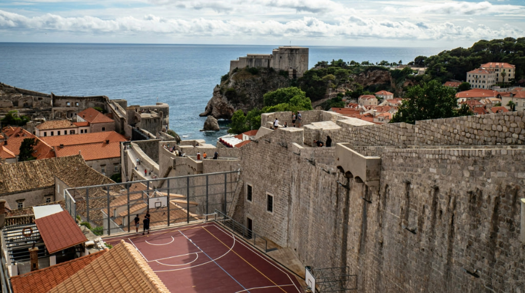 A Basketball Court Near the Sea